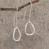 Saha Small Asymmetric Organic Oval Droplet Silver Dangle Earrings,Ê Shop affordable, high-quality jewellery in Kinsale, West Cork, Ireland designed by