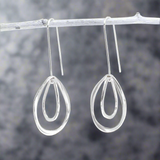 Saha Double Spinning Asymmetric Organic Oval Droplet Silver Dangle Earrings,Ê Shop affordable, high-quality jewellery in Kinsale, West Cork, Ireland designed by