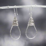 Saha Drop Shape with Wire Wrap Silver Dangle Earrings,Ê Shop affordable, high-quality jewellery in Kinsale, West Cork, Ireland designed by