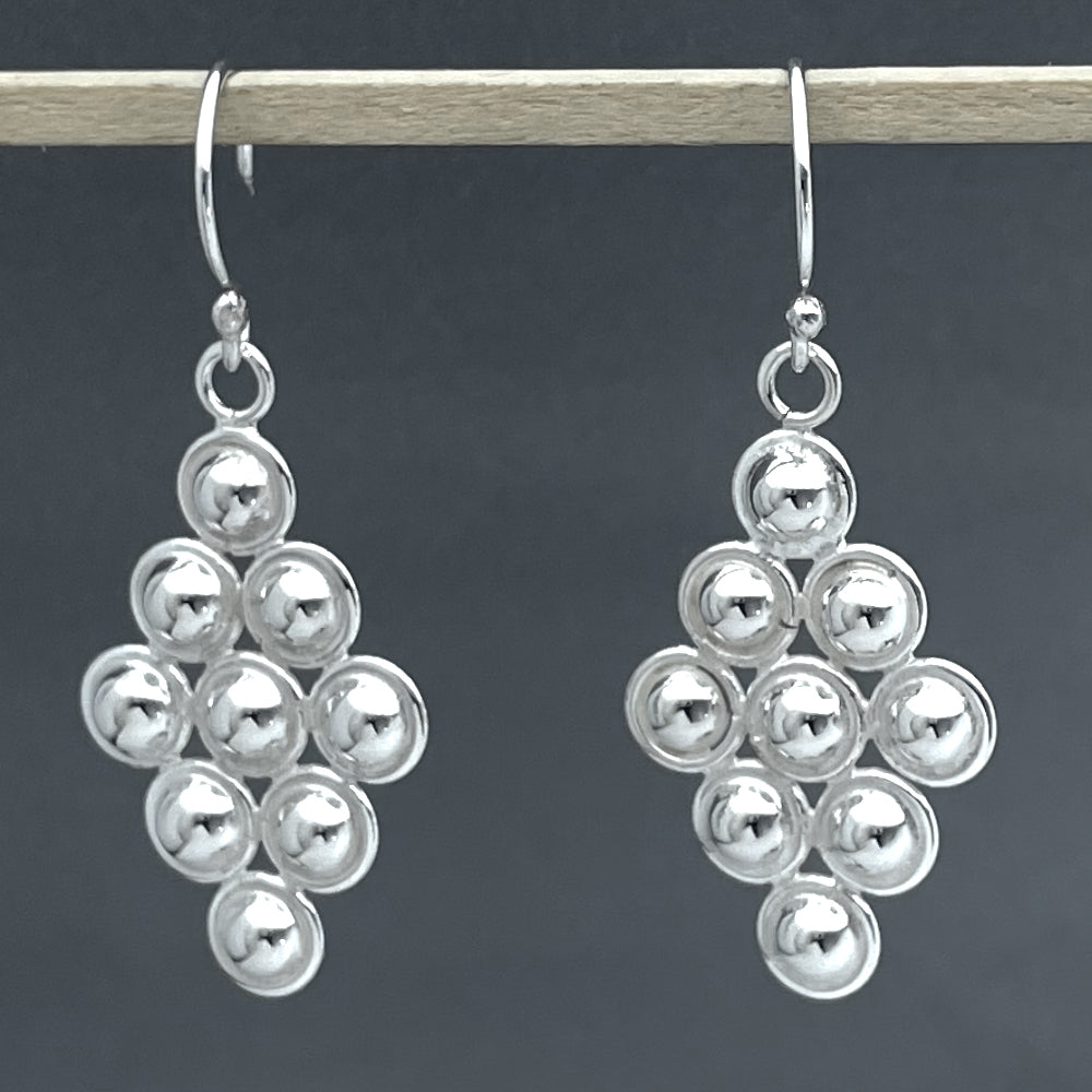 Saha Geometric Diamond Solas Silver Dangle Earrings