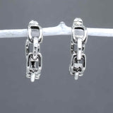 Saha Large Bridge Chain Silver Hoop Earrings