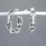 Saha Large Bridge Chain Silver Hoop Earrings
