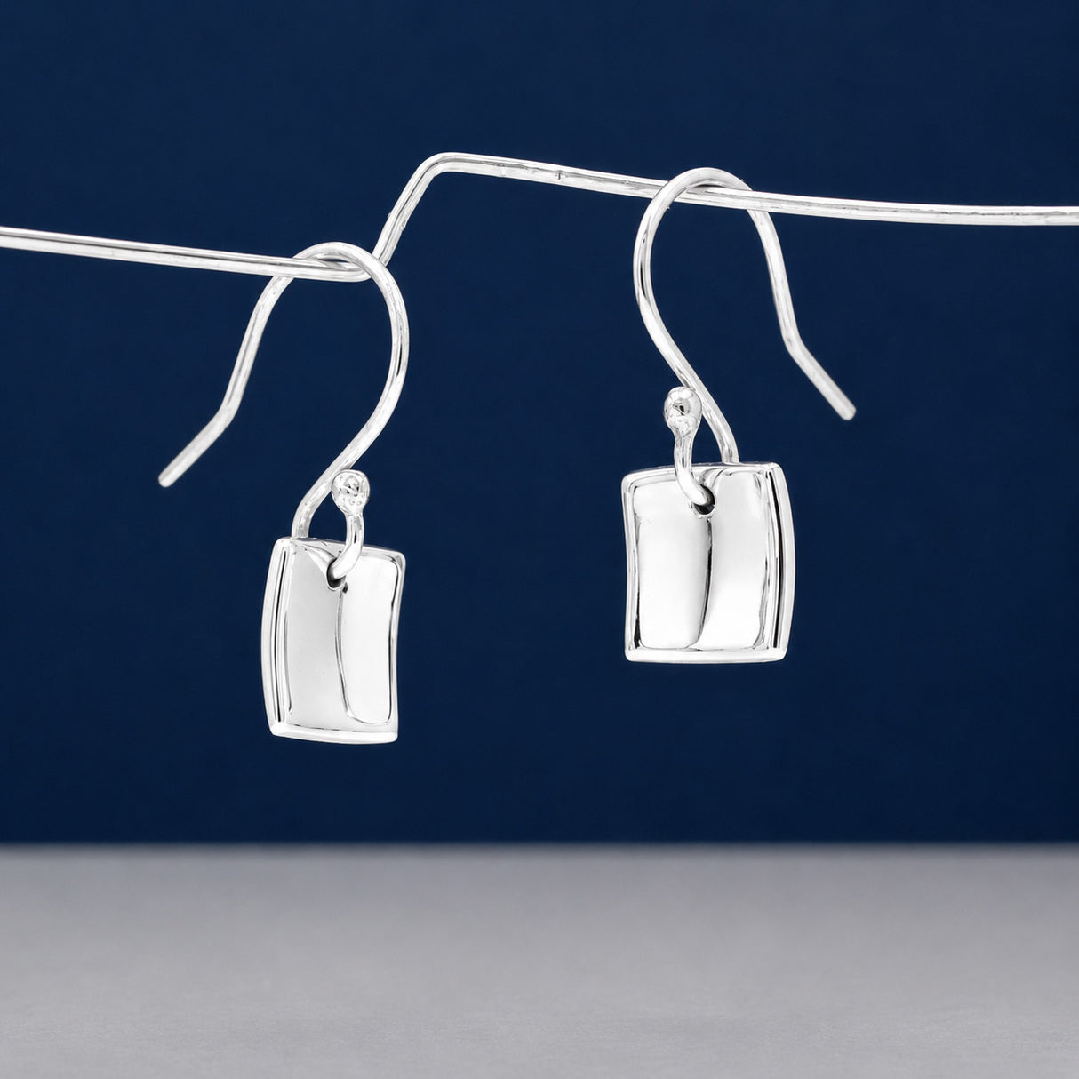 Selene Small Dapped Square Silver Dangle Earrings