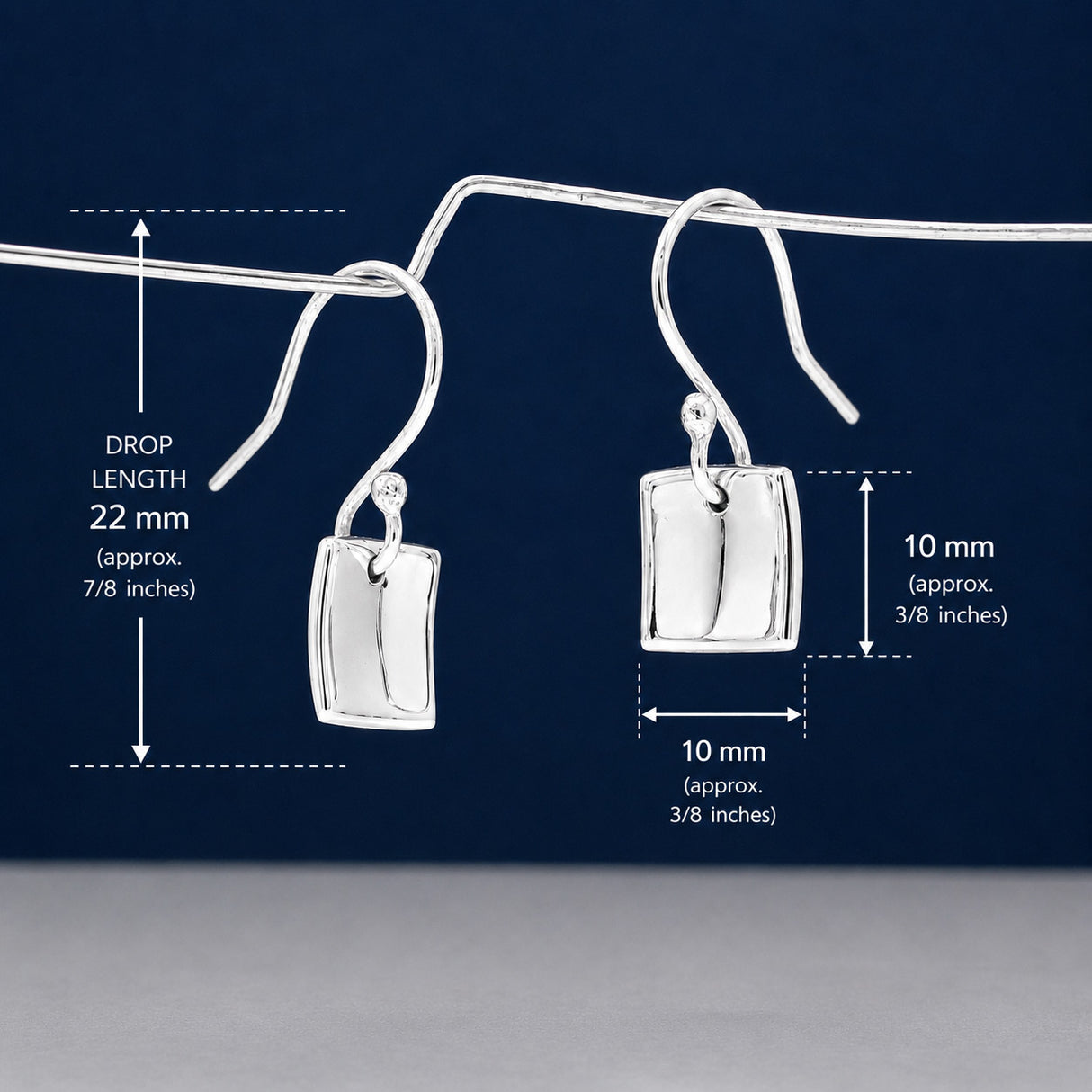 Selene Small Dapped Square Silver Dangle Earrings