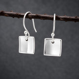 Selene Small Dapped Square Silver Dangle Earrings