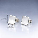 Selene Small Dapped Square Silver Stud Earrings