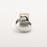Sleveen Rectangle With Multi-Coloured Mosaic Resin Silver Adjustable Ring