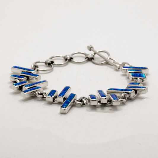 Sleveen - Blue Opalescence Resin Silver Bracelet