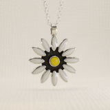 Sleveen Daisy Flower With White Resin Silver Pendant