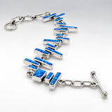 Sleveen Kinsale Steps Dark Blue Opalescent Resin Silver Bracelet