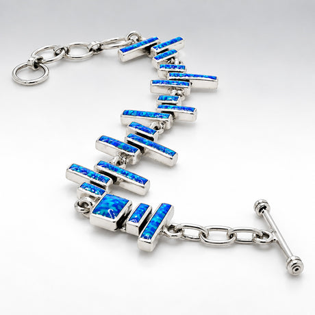 Sleveen Kinsale Steps Dark Blue Opalescent Resin Silver Bracelet