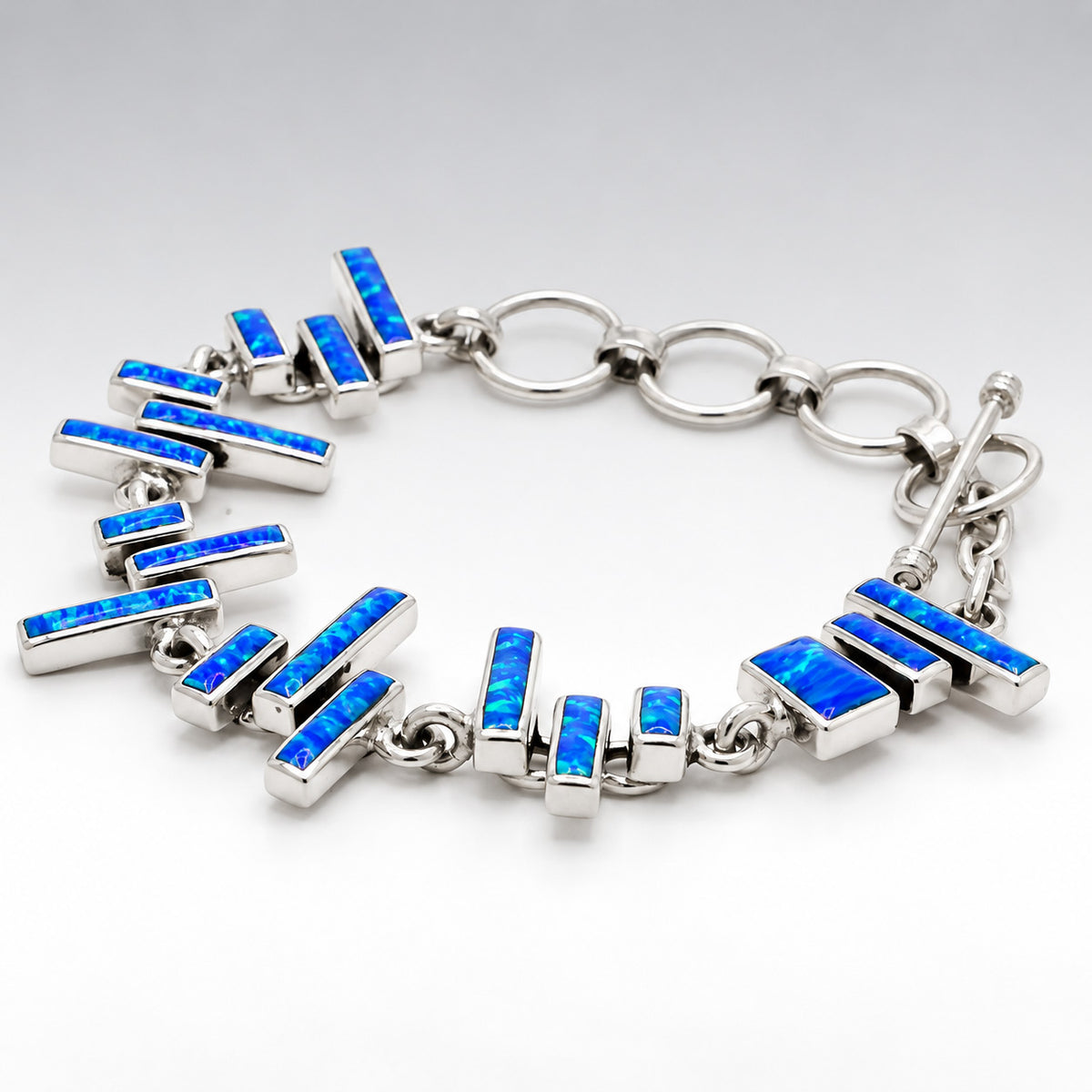 Sleveen Kinsale Steps Dark Blue Opalescent Resin Silver Bracelet