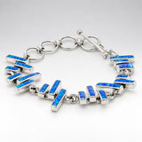 Sleveen Kinsale Steps Dark Blue Opalescent Resin Silver Bracelet