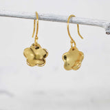 Grian Móinéir Small Flat Buttercup 24K Gold Plated Dangle Earrings