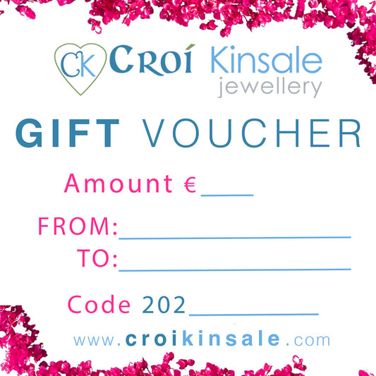 Croí Kinsale Jewellery Gift Voucher. Perfect gift idea for birthday for mom, sister, wife, girlfriend in West Cork, Ireland.