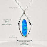 Tara Blue Opalescent Oblong in Flame-Shaped Framed Silver Pendant