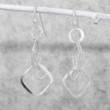 Tara Bubbles Effervescence Square Silver Dangle Earrings