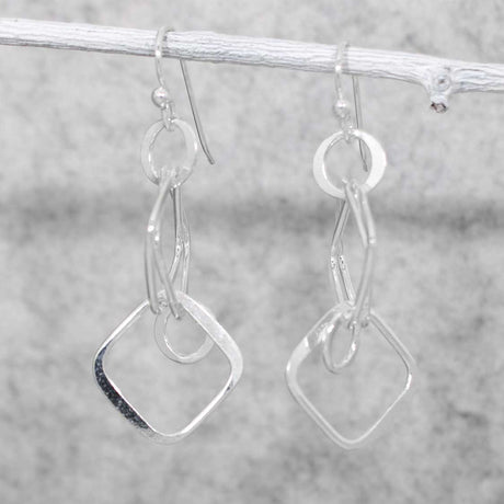 Tara Bubbles Effervescence Square Silver Dangle Earrings