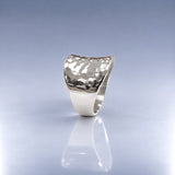 Tara Chunky Square Silver Ring with Hammered Top