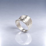 Tara Chunky Square Silver Ring with Hammered Top