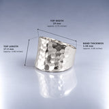 Tara Chunky Square Silver Ring with Hammered Top