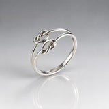 Tara Double Bands with Knots Silver Stacking Ring