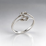 Tara Double Bands with Knots Silver Stacking Ring