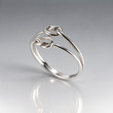 Tara Double Bands with Knots Silver Stacking Ring