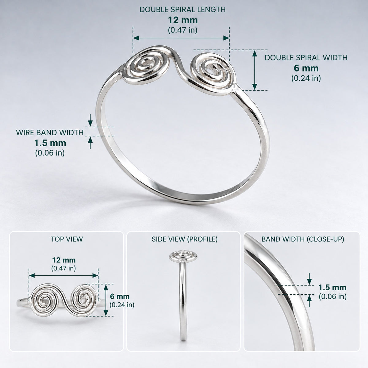 Tara Double Celtic Spiral Sterling Silver Stacking Ring