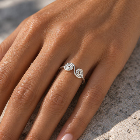 Tara Double Celtic Spiral Sterling Silver Stacking Ring