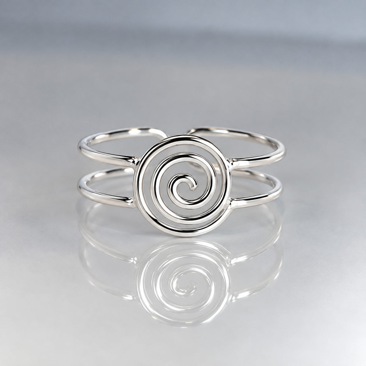 Tara Double Wire Band with Celtic Swirl Silver Stacking Ring