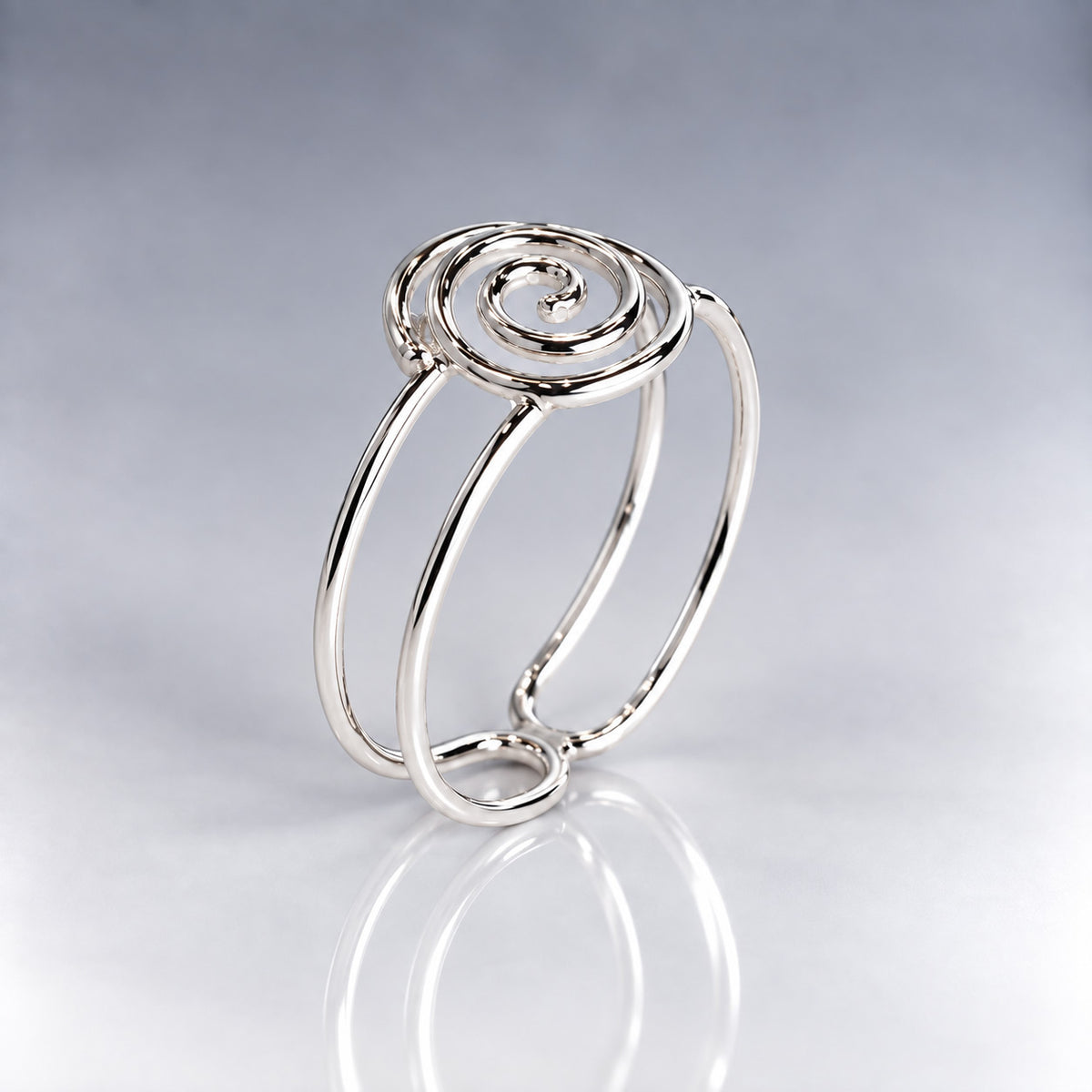 Tara Double Wire Band with Celtic Swirl Silver Stacking Ring