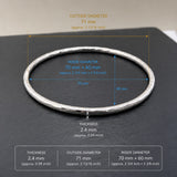 Tara Hammered Thin Oblong Silver Bangle Bracelet