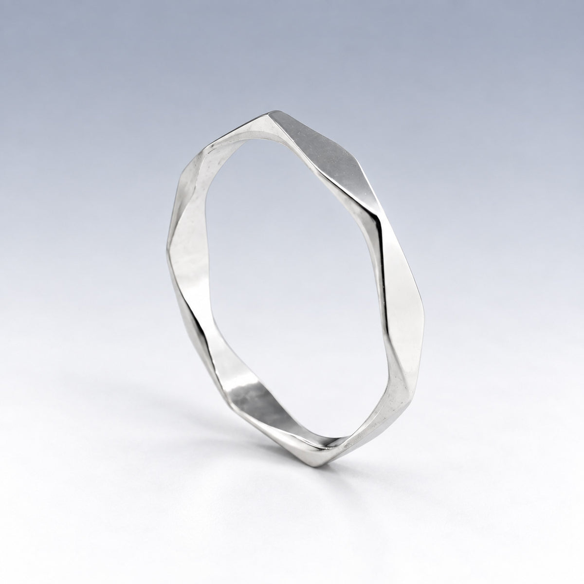 Tara Hexagon Silver Stacking Ring