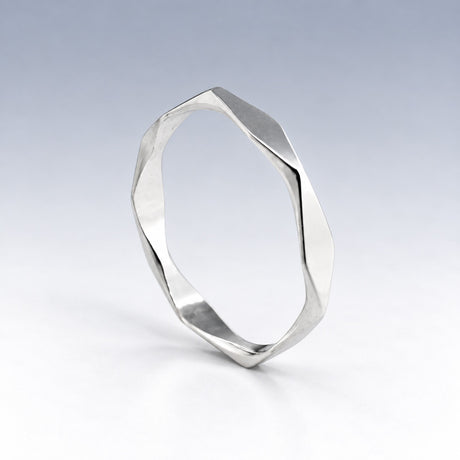 Tara Hexagon Silver Stacking Ring