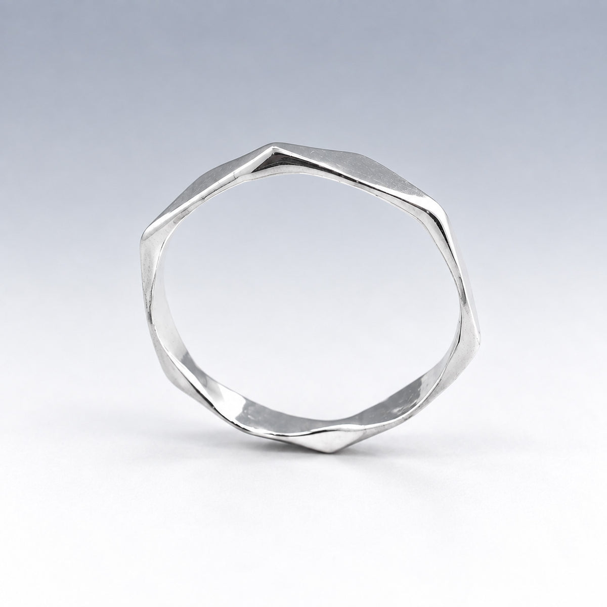 Tara Hexagon Silver Stacking Ring