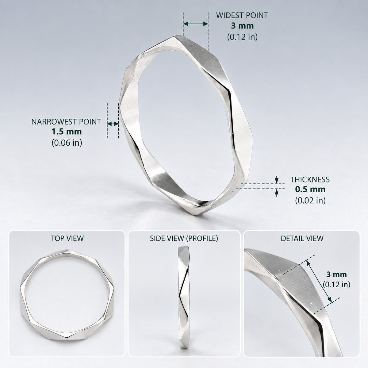 Tara Hexagon Silver Stacking Ring