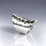Tara Long Rectangle Hammered Silver Ring