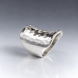 Tara Long Rectangle Hammered Silver Ring