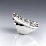 Tara Long Rectangle Hammered Silver Ring