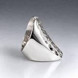 Tara Long Rectangle Hammered Silver Ring