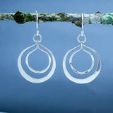 Tara Luminous Dangling Double Circle Silver Dangle Earrings