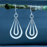 Tara Luminous Dangling Double Drop Silver Dangle Earrings