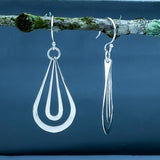Tara Luminous Dangling Double Drop Silver Dangle Earrings