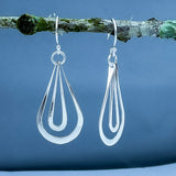 Tara Luminous Dangling Double Drop Silver Dangle Earrings