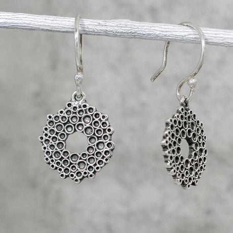 Tara Orb of Effervescence Oxidised Silver Dangle Earrings