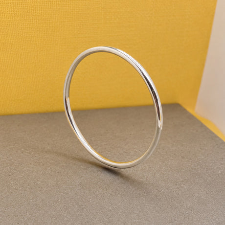 Tara Simple Tube Silver Bangle Bracelet