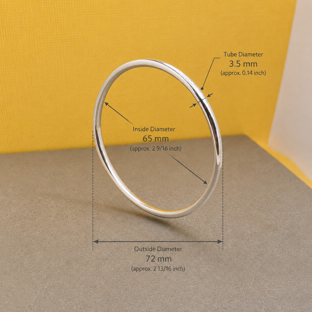 Tara Simple Tube Silver Bangle Bracelet