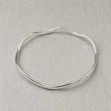 Tara Smooth Curved Wave Silver Bangle Bracelet