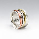Tara Spinning Silver Ring with Copper, Brass and Silver Bands